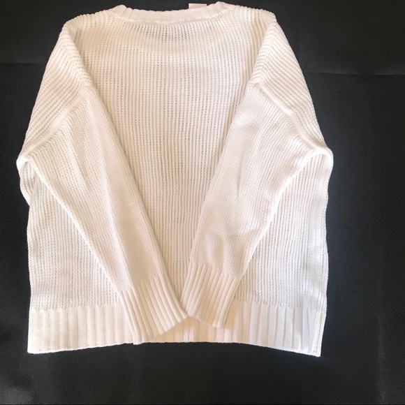 Loft Soft Knit Elliptical Hem White Sweater M - Picture 9 of 10